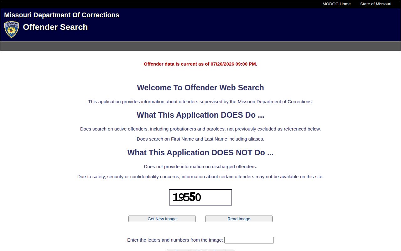 Missouri DOC active offender search for Texas County prison releases